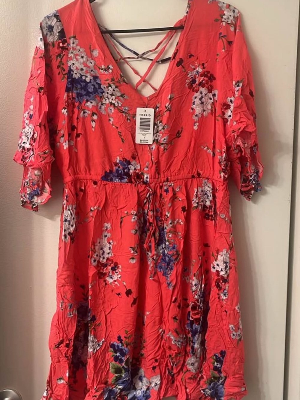 torrid Floral V-Neck Tie-Waist Dress